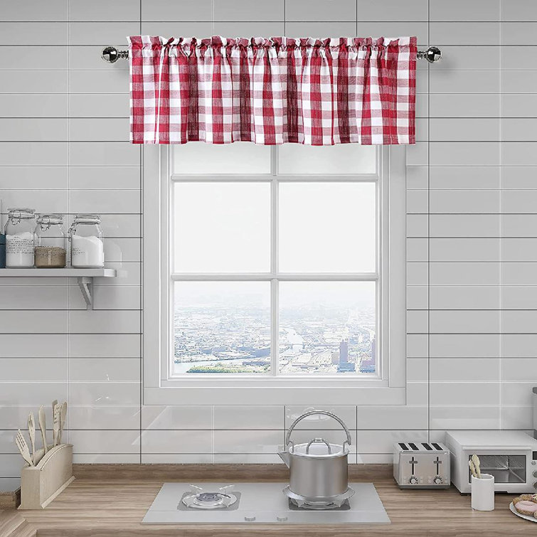 furuyama Plaid Swag 55'' Kitchen Curtain in Red/White Wayfair.ca